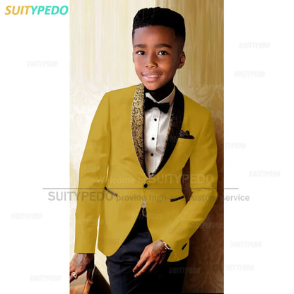 Formal Kid Boy's Suit Graduation Ceremony Host Blazer Pants Outfit Piano Performance Custome Suitable Children Elegant Attire