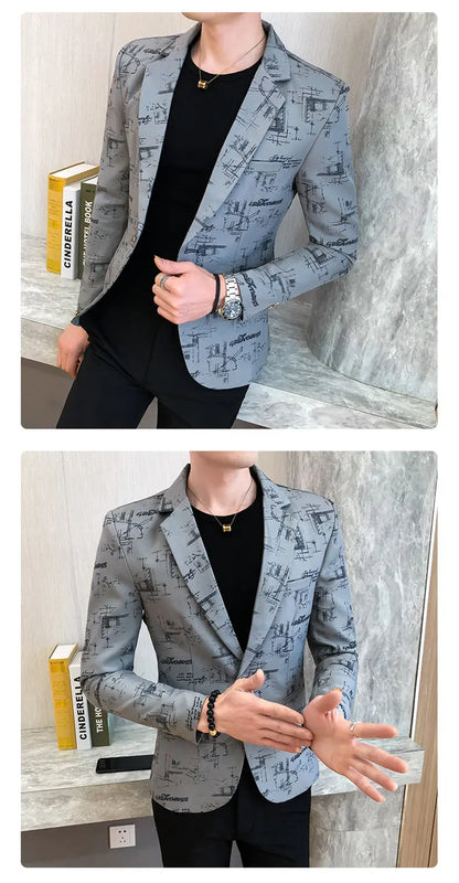 Blazer Men's Fashion Outdoor Travel Gentleman Wedding Slimming Business Versatile Trendy Casual Korean-style Formal Wear Blazer
