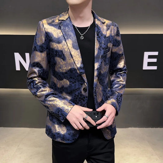2026 Autumn Suede Men's Casual Suit Jacket Slim Fit Handsome High-quality Business Social Blazers Social Streetwear Dress Coat