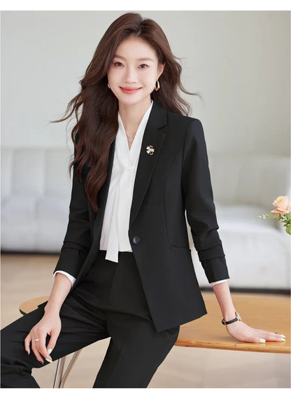 2026 Professional Womens Autumn and Winter New Two-Piece Long-Sleeved Suit + Trousers. Fashion Boutique Suit
