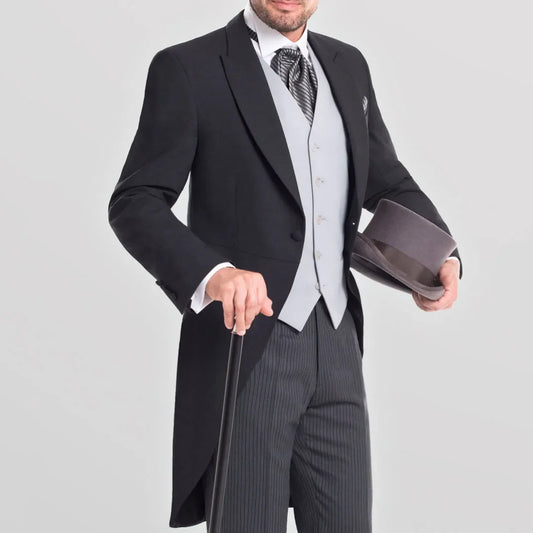 Men Suit 3 Pieces Black Single Button Stripe Pants For Wedding Banquet Party Business Work Office Tuxedo Set Jacket Vest Pants