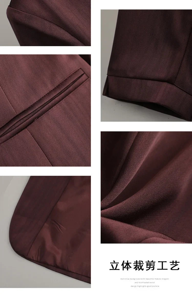 Elegant Women 2025 Spring Summer Professional Suit OL Business Interview Manager Commuting Work Wear Blazer And Pants Sets