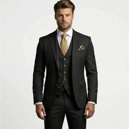 Costume 3 Pièces pour Homme, Revers, Formel, de Mariage, Tuxedo Solide Veste Gilet Pantalon pour Soirée, Bal, Quotidien, Décontracté, Business