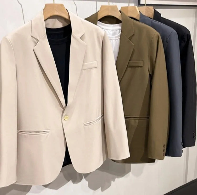 Men 2026 Korean Style Loose Blazer Spring Autumn Versatile Casual Suit Jacket Trendy Handsome Outerwear