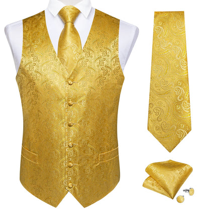 Men's Suit Vest and Tie Set – Single Breasted Waistcoat with Necktie and Pocket Square for Weddings and Business Events