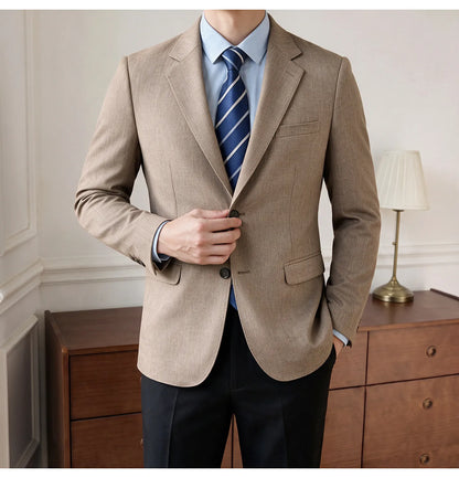 Men's Blazer Retro Texture Smart Casual Suit Lightweight Business Commuter Jacket
