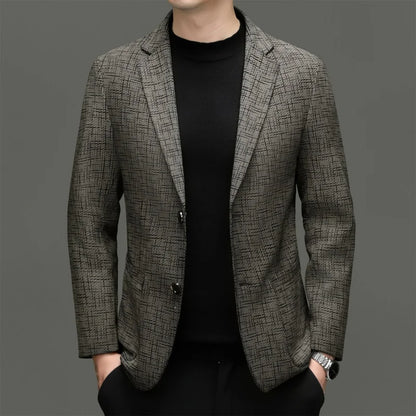 Men's Slim Fit Sheepskin Leather Blazer – Smart Casual Single Breasted Suit Jacket