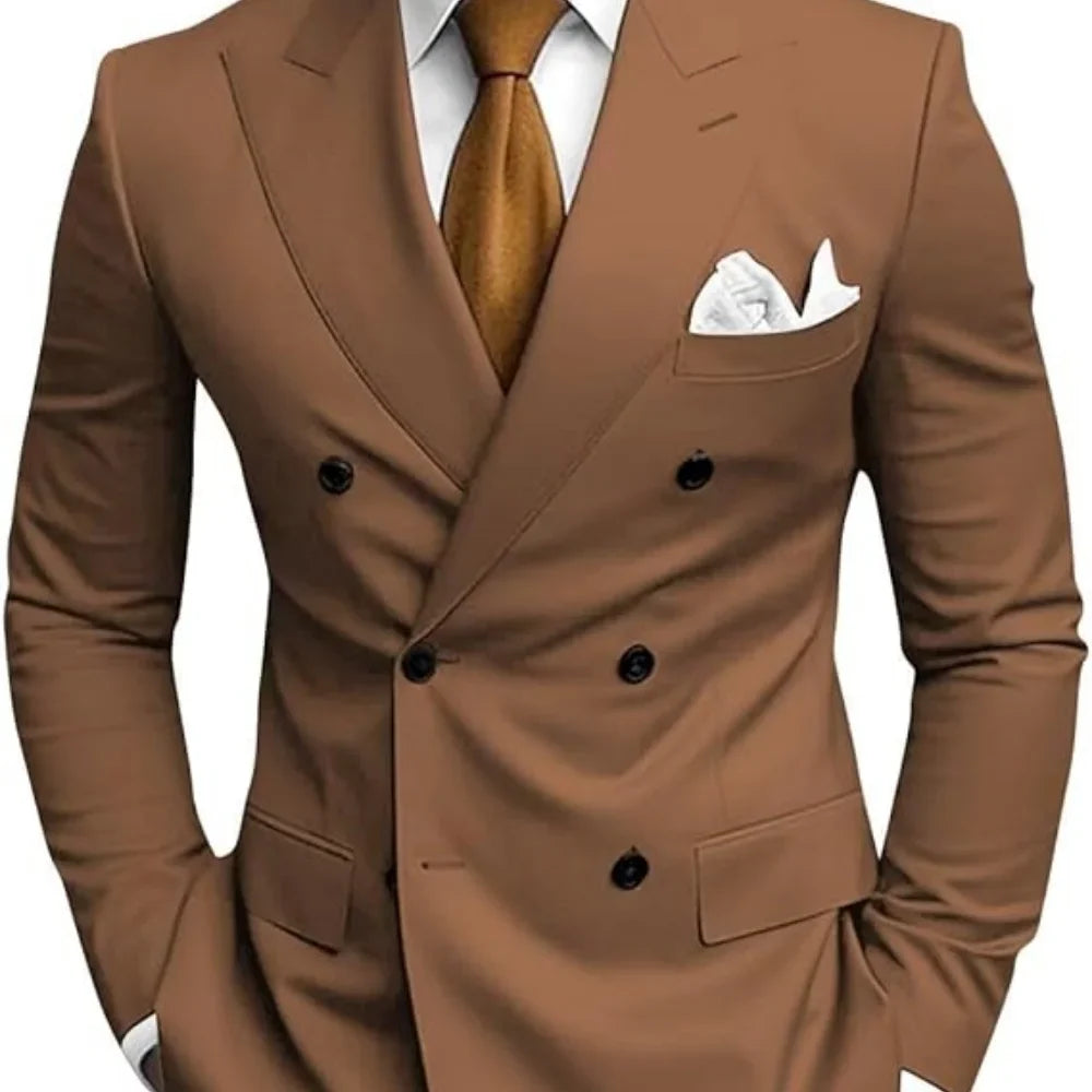 Wedding 2-Pieces Slim Fit Formal Business Notch Lapel Blazer Tuxedo Groomsmen Set with Jacket Pant Men's Suit