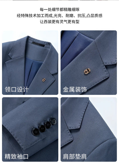 Men's Wool Blend Three-Piece Suit – Slim Fit British Style for Weddings & Formal Occasions