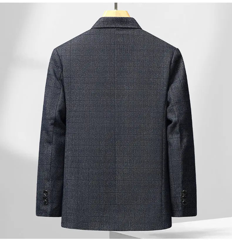 Men's Smart Casual Blazer Single Breasted Checkered Suit Jacket
