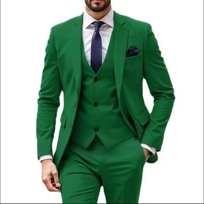 Men's 3-Piece Suit Single Breasted Notch Lapel Jacket Vest Pant Set for Weddings and Business