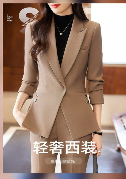 Women's Autumn New Fashion Professional Suit Matching Set 2023 Korean Elegant Casual Blazer Coat Pants Two-piece Female Clothing