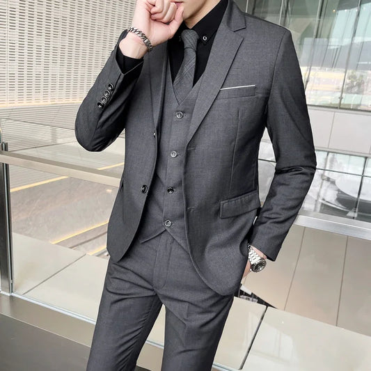 Men's Slim Fit Wedding Suit – 2 or 3 Piece Formal Set in Solid Colors