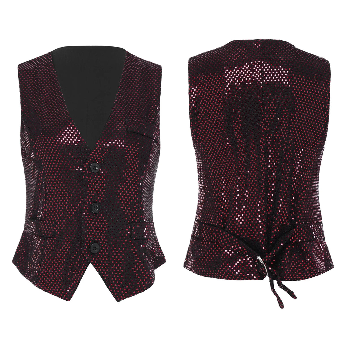 Womens Sleeveless Vests Nightclub Party Tops Sequined Waistcoat Clubwear Music Festival Vest 60s Disco Rave Jazz Dance Cosutme