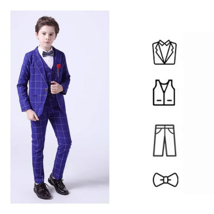 Flower Boys Wedding Suit Set Spring Kids Birthday Photograhy Outfit Children's Piano Host Speech Chorus Performance Costume