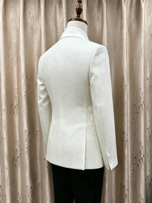 Handsome Exquisite Men's Suits 2 Pieces Party Prom Wear Double Breasted Peak Lapel Man Tuxedo Wedding Groom Sets S-3XL Suit Set