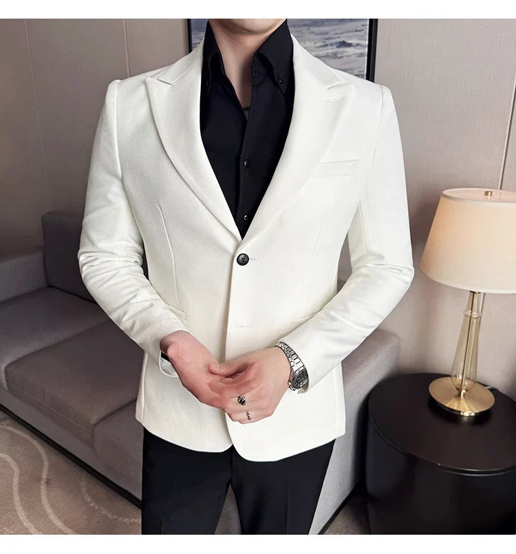 High-end Shiny Business Casual Suit Jacket Men British Style Slim Fit Office Work Men Blazers Wedding Groom Dress Coats 2025