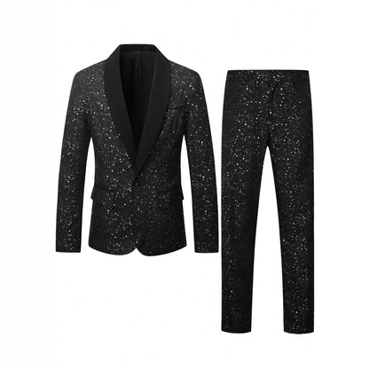 High-quality Fashionable Banquet Party Men's Clothing - European-style Shiny Banquet Stylish Men's Suit Sets
