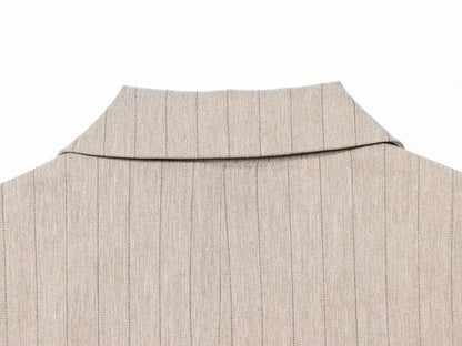 Women Khaki Striped Blazer Jacket Y2k 2000s Vintage Suit Coat Long Sleeve Single Breasted Oversize Outerwear Spring Autumn 2025