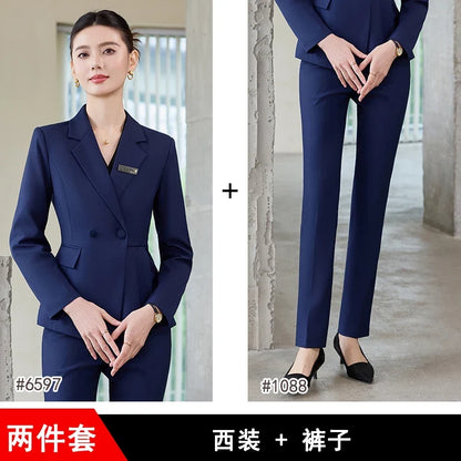 Fashionable professional women's wear, two-piece suit jacket + pants, sophisticated and elegant. 2025 new style