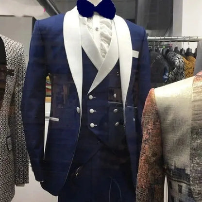 Burgundy Men's Suits Groom Wear Tuxedos for Wedding Groomsmen Best Man Formal Party Suit (Jacket+Pant+Vest)
