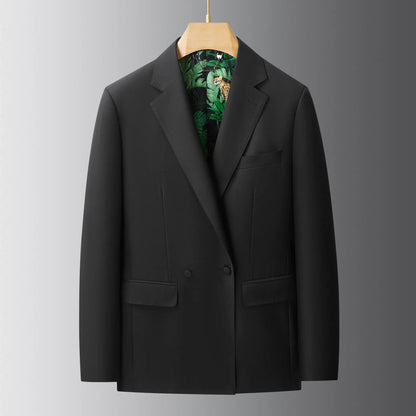 Luxury Wool Silk Suit Jacket Men Double Breasted Casual Business Dress Coats Autumn/Winter Banquet Party Wedding Groom Blazers