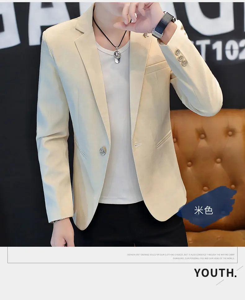 Blazer: Outdoor Fashion, Business-style, Gentleman's Wedding Host, Campus Casual, Relaxed, Korean-style, Youthful Men's Blazer