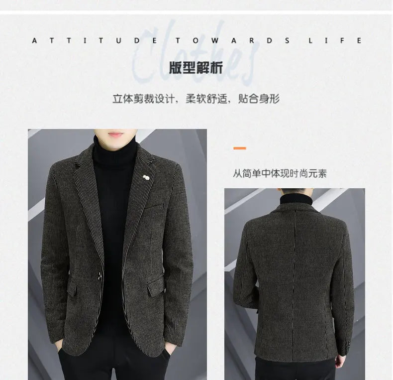 Blazer Autumn and Winter Men Fashionable Outdoor Wedding Slimming Business Casual Korean Version Golden Mink Velvet Girl Blazer