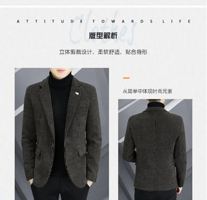 Blazer Autumn and Winter Men Fashionable Outdoor Wedding Slimming Business Casual Korean Version Golden Mink Velvet Girl Blazer