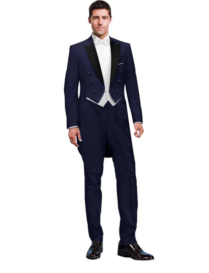 Costume 3 Pièces Solide pour Homme, Smoking de Mariage, Blazer Long, Garçon d'Honneur, Bal de Promo, Costume Masculin Tendance (Veste+Gilet+Pantalon)