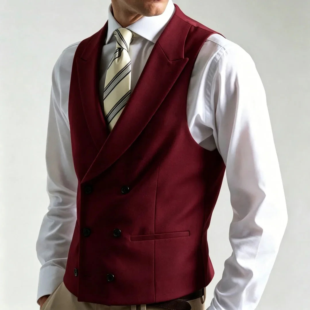 Men's Double Breasted Formal Vest – Tailored Waistcoat for Weddings & Business