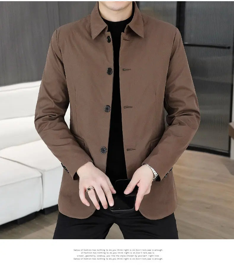 Blazer Men's Business Gentleman Wedding Fashion Best Man Solid Color Slim Fit Casual Mink Velvet with Cotton Thickened Blazer
