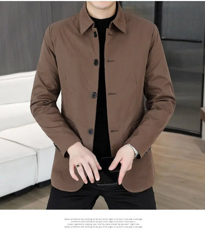 Blazer Men's Business Gentleman Wedding Fashion Best Man Solid Color Slim Fit Casual Mink Velvet with Cotton Thickened Blazer