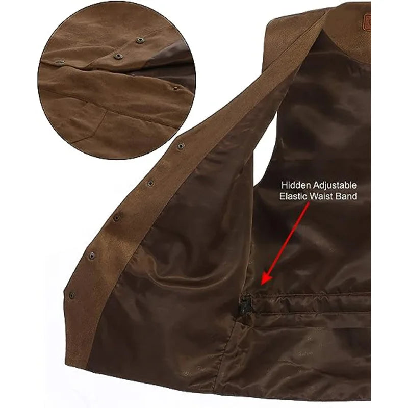Men's Plus Size Fleece Vest V-Neck Single Breasted Smart Casual Waistcoat for Weddings & Business