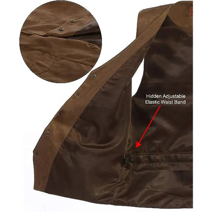 Men's Plus Size Fleece Vest V-Neck Single Breasted Smart Casual Waistcoat for Weddings & Business