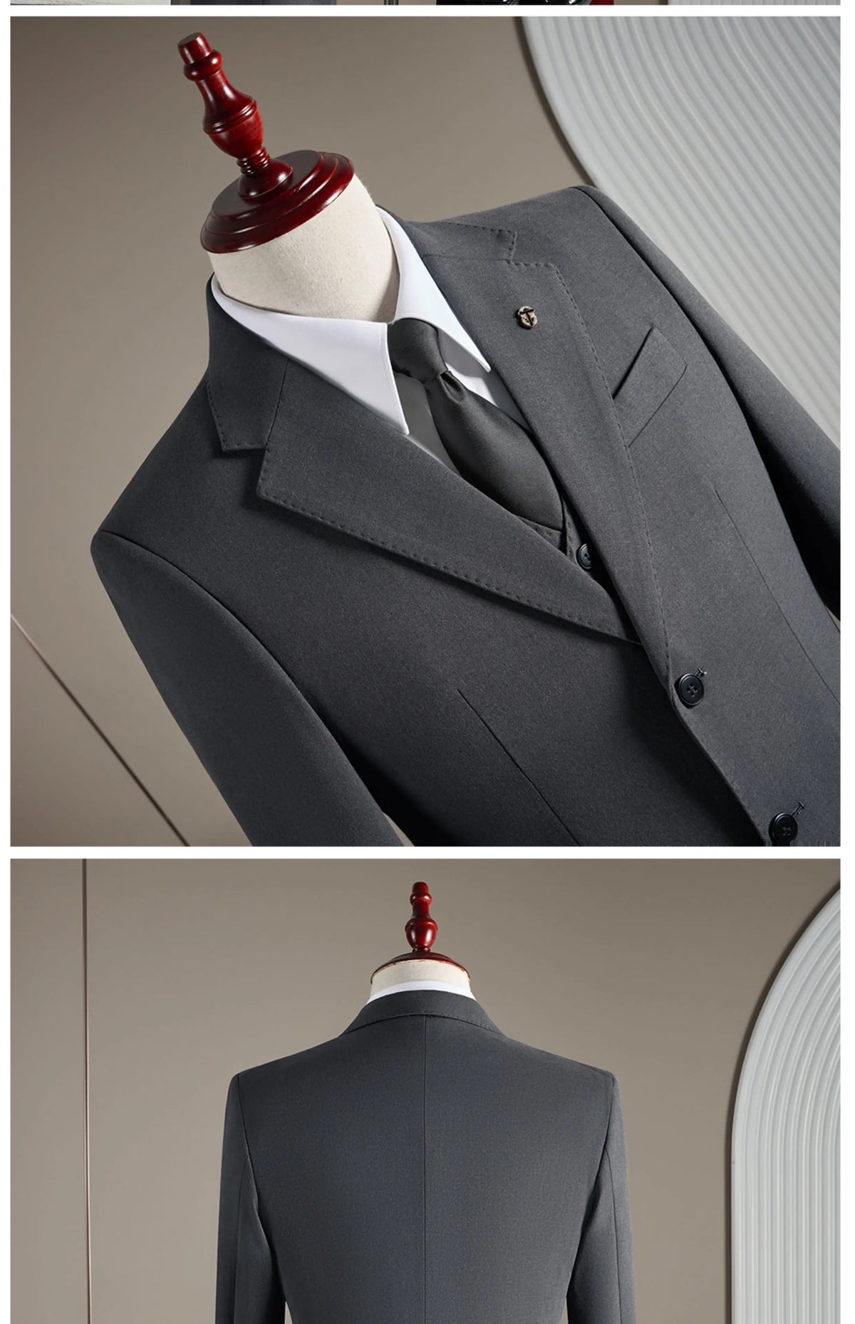 Men's Wool Blend Three-Piece Suit – Slim Fit British Style for Weddings & Formal Occasions