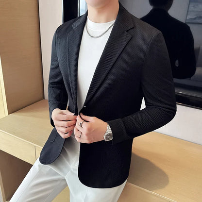 High Quality Ice Silk Seamless Sunscreen Suit Jacket Men Summer Breathable Unlined Casual Blazers Versatile Business Social Coat