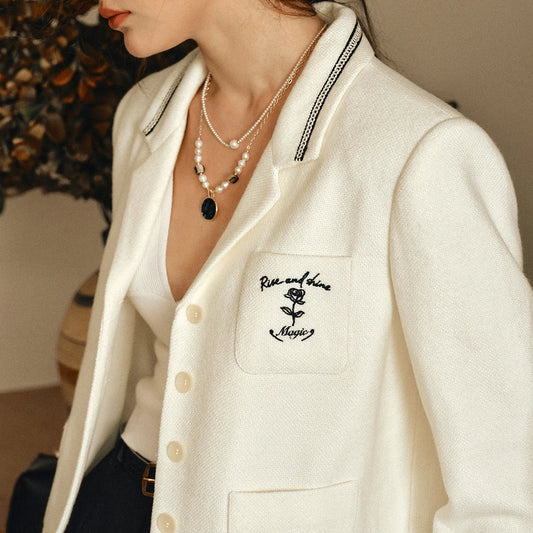 French Causal Blazer Woman 2026 Spring New Notched Long Sleeve Blazers Commute Elegant Solid Outerwear GO57QW001103