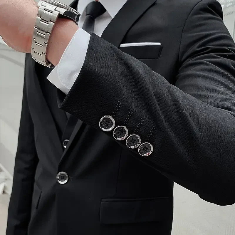 Men's Three-Piece Formal Suit – Slim Fit Business Dress Suit for Men