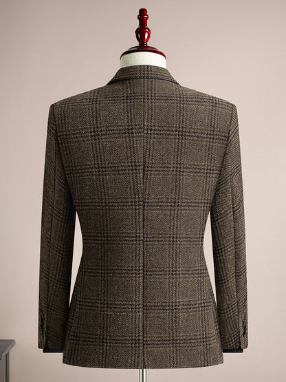 High Quality Retro Fashion 50% Woolen Men's Suit Jacket Autumn Winter Thicken Warm Business Slim Casual Wedding Coats Tailcoat