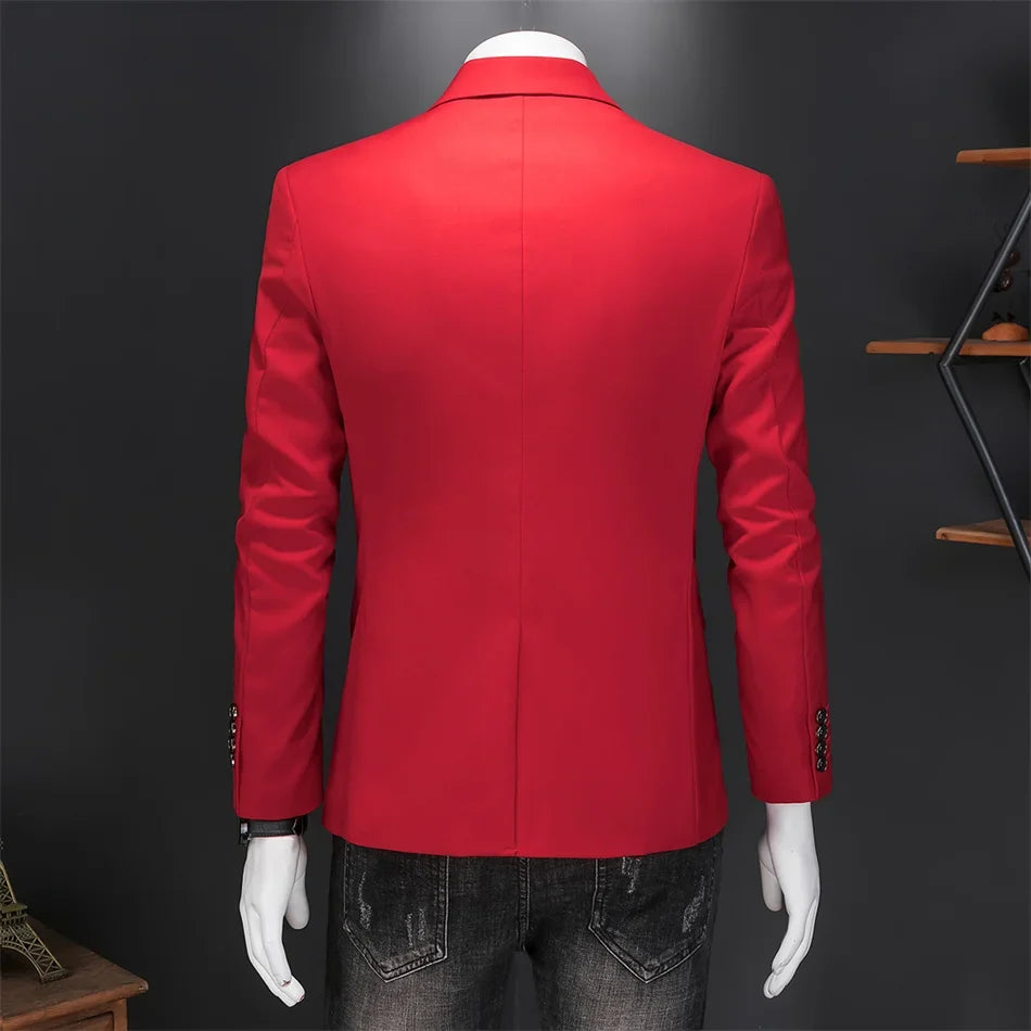 Men's Slim Fit Single-Breasted Blazer for Business Casual and Wedding Occasions