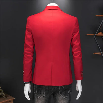 Men's Slim Fit Single-Breasted Blazer for Business Casual and Wedding Occasions