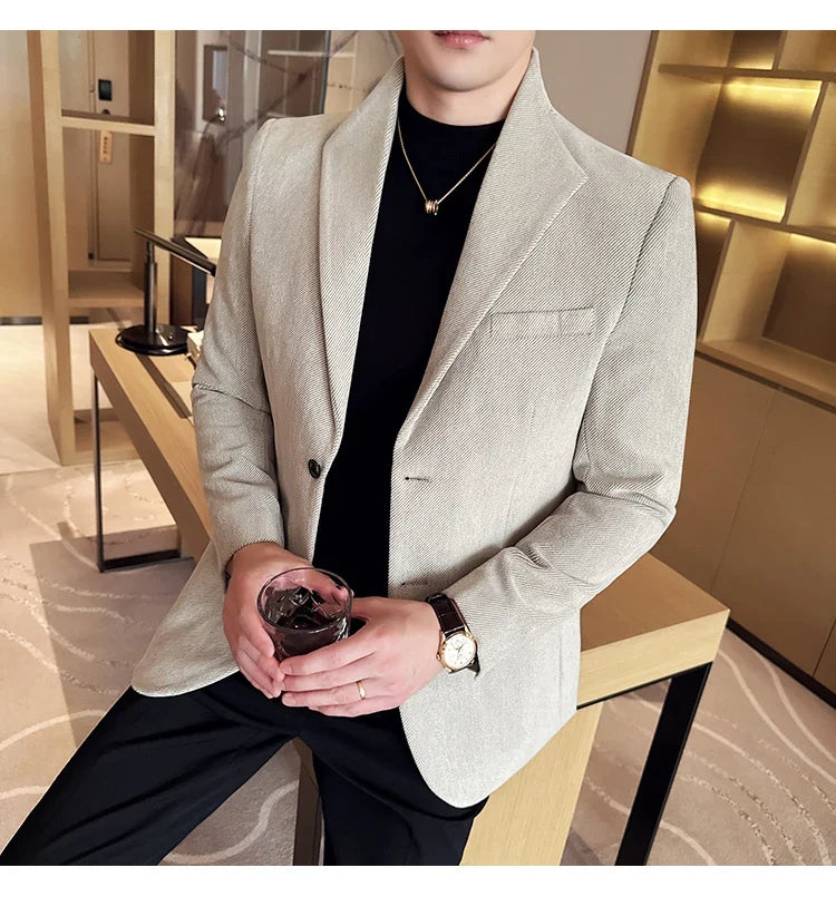 New Chinese Style Stand Collar Fashion Casual Suit Jacket Autumn Winter New Slim Fit Business Formal Social Prom Party Tuxedos