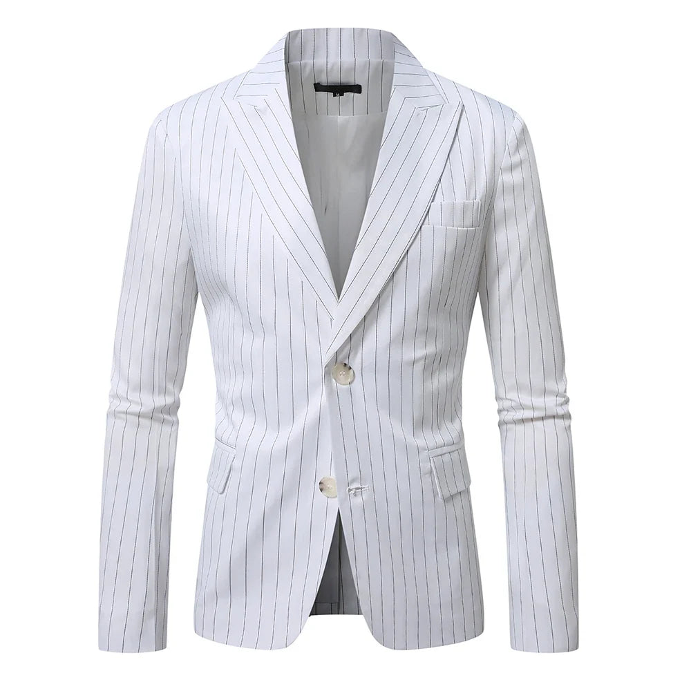 Striped Suit Jackets Men Dress Coat Vintage 2025 Ropa Elegante Hombre Mens Casual Business Slim Fit Formal Blazers Masculino