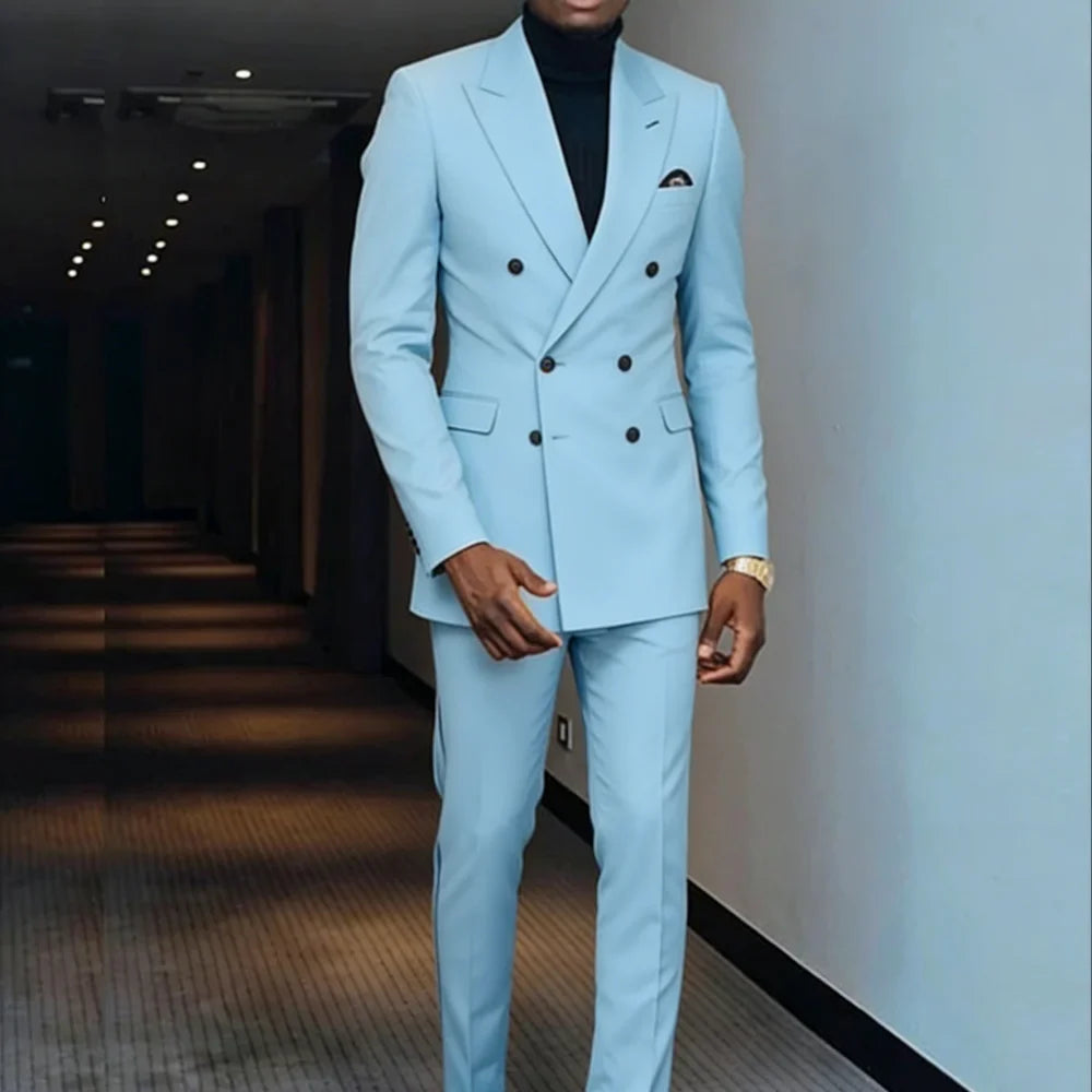 Men's 2 Pieces Business Casual Wedding Suit High-Quality Handsome European American Style For Business Party