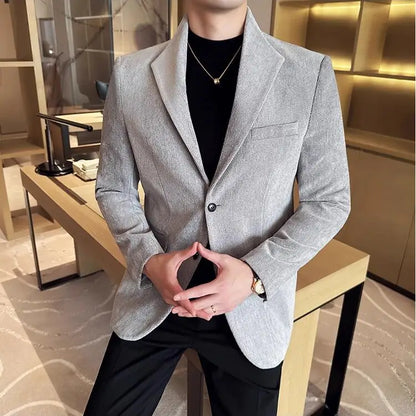 New Chinese Style Stand Collar Fashion Casual Suit Jacket Autumn Winter New Slim Fit Business Formal Social Prom Party Tuxedos