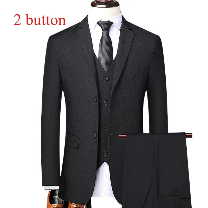 Men's 3-Piece Suit Slim Fit Single Breasted Blazer Vest Pants for Formal and Wedding Occasions