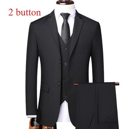 Men's 3-Piece Suit Slim Fit Single Breasted Blazer Vest Pants for Formal and Wedding Occasions