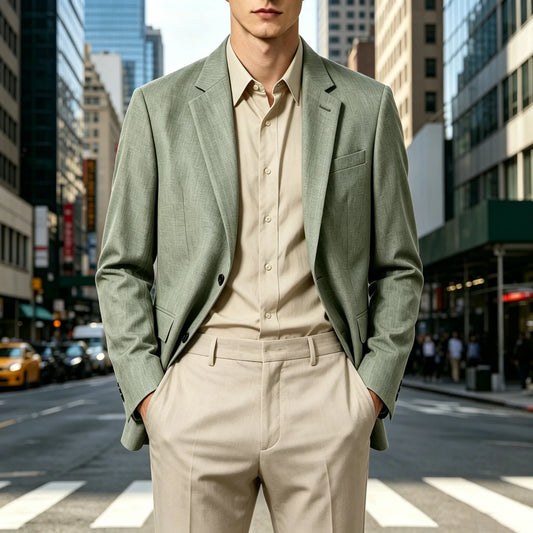Men's Linen Blazer Slim Fit Business Casual Suit Jacket Notch Lapel Sport Coat Breathable Summer Wear for Formal Wedding Party