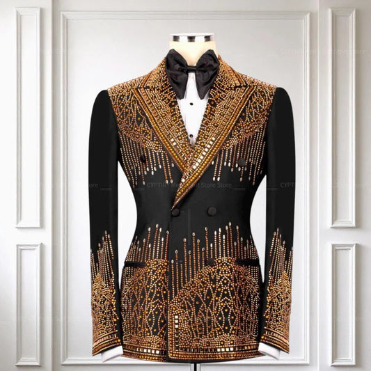 Suit For Man Stone Embroidered Wedding Men's Suit, Groom Tuxedo Set, Party Suit Men, Prom's Tuxedo, Stage Costume For Men